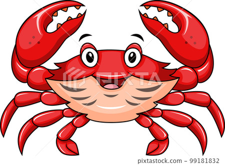 Cute happy crab on white background Cute happy crab on white background 99181832