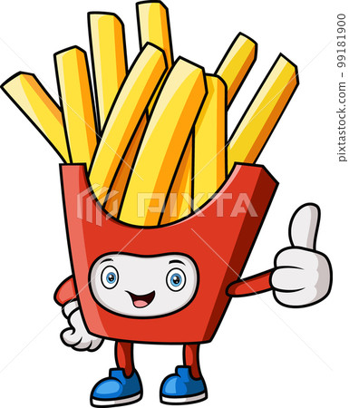 Cute happy french fries giving thumb up 99181900