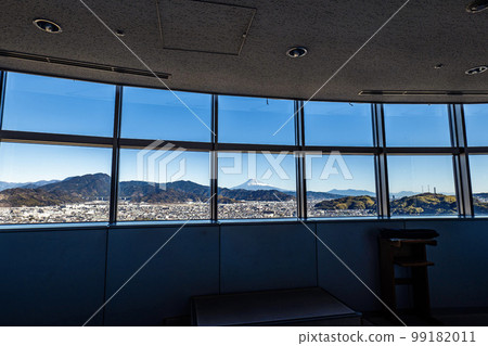 靜岡縣政府展望層俯瞰靜岡市和富士山的城市景觀 99182011