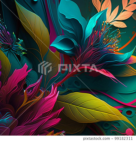 Vibrant art background. Digital generated wallpaper design with flowers. Vibrant art background. Digital generated wallpaper design with flowers. 99182311