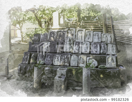 奈良縣生駒郡斑鳩町水彩畫法輪寺石佛 奈良縣生駒郡斑鳩町水彩畫法輪寺石佛 99182326