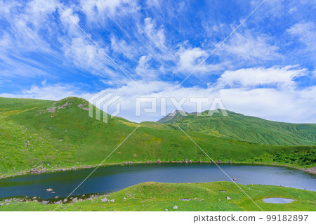 Climbing Mt. Chokai, Lake Chokai at Mihama, the 7th station, Akita Fuji, a place of mountain worship 99182897