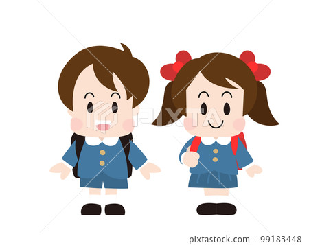 Shinichi first grade boys and girls carrying school bags Shinichi first grade boys and girls carrying school bags 99183448