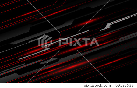 Abstract black line cyber circuit dynamic slash red light power on silver design ultramodern futuristic technology background vector 99183535
