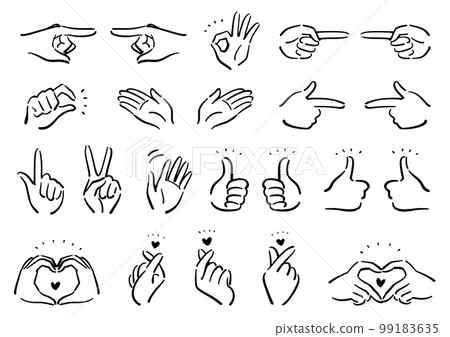 Hand sign finger heart icon set 99183635