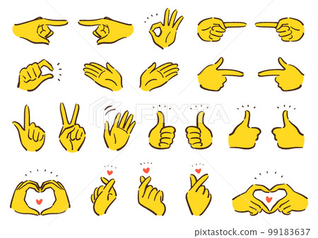 Hand sign finger heart icon set (color version) 99183637