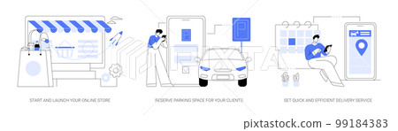 Online store pickup service abstract concept vector illustrations. Online store pickup service abstract concept vector illustrations. 99184383