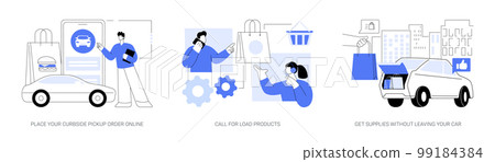 Curbside pickup abstract concept vector illustrations. 99184384