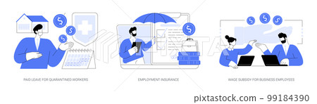 Governmental support for quarantined worker abstract concept vector illustrations. Governmental support for quarantined worker abstract concept vector illustrations. 99184390