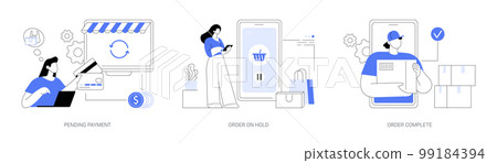 E-commerce purchase processing abstract concept vector illustrations. E-commerce purchase processing abstract concept vector illustrations. 99184394