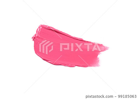 Smear of pink lipstick isolated on white background. Swatch of lip gloss or liquid eye shadow for design. 99185063
