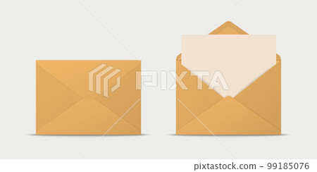 Vector Realistic Yellow Closed, Opened Envelopes with Letter Inside. Folded and Unfolded White Envelope Icon, Mockup Set Closeup Isolated. Message, Alert, Congratulations, Surprise, Secret Concept 99185076