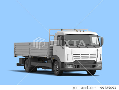 white flatbed truck template isolated on white for car branding and advertising 3d render on blue gradient 99185093