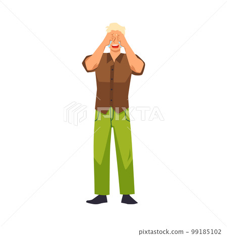 Mental health problems concept with crying upset man flat vector isolated. 99185102