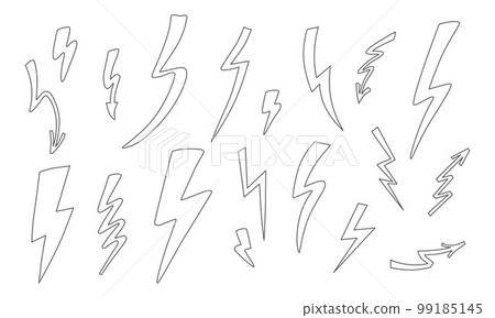 Line lightning set. Vector stock outline illustration isolated on white background for design template poster, banner, presentation. EPS10 Line lightning set. Vector stock outline illustration isolated on white background for design template poster, banner, presentation. EPS10 99185145
