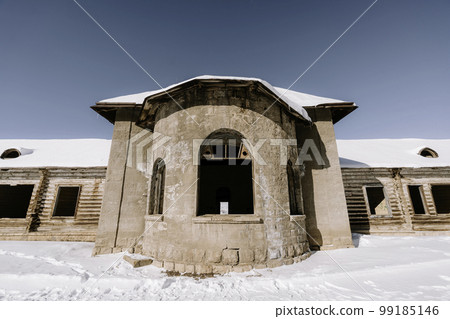 Exterior view of ruined and abondened Catherine Palace in Kars, Turkey. Exterior view of ruined and abondened Catherine Palace in Kars, Turkey. 99185146