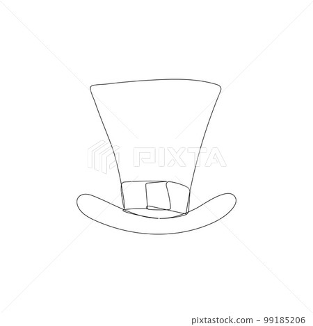 One line drawing. Continuous line art. Leprechaun hat. Hand drawn minimalistic design for simple logo, icon or emblem for St. Patrick Day. Editable stroke, vector. 99185206