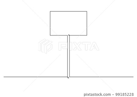 Single continuous line drawing template of square road sign. One line draw vector illustration. 99185228
