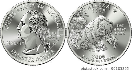 American money quarter 25 cent coin Alaska 99185265