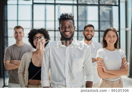 Smiling professional business leaders and employees group team portrait 99185306