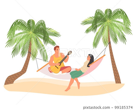 Couple in love swinging in hammock vector 99185374