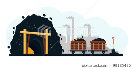 Mine industry and coal pile transportation vector Mine industry and coal pile transportation vector 99185450