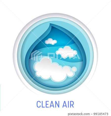 Clear air, vector concept illustration in paper art style Clear air, vector concept illustration in paper art style 99185473