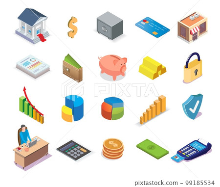 Banking and financial icon set, vector isometric illustration 99185534