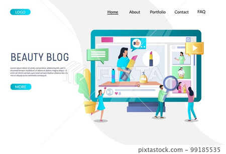 Beauty blog vector website landing page design template 99185535