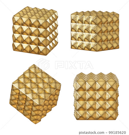 Metal faceted copper cubes. Home decorative accessories. 3d rendering 99185620