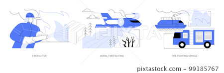 Fighting the wildfire abstract concept vector illustrations. 99185767