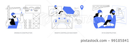 AI technology in construction abstract concept vector illustrations. 99185841
