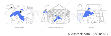 Small architectural forms installation abstract concept vector illustrations. 99185867