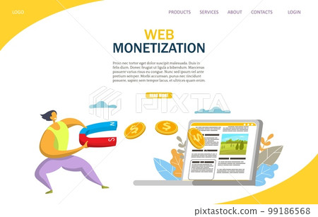 Web monetization vector website landing page design template Web monetization vector website landing page design template 99186568