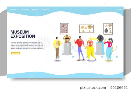 Museum exposition vector website landing page design template Museum exposition vector website landing page design template 99186661