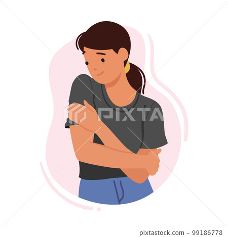 Female Character Taking Care Of Oneself, Feel Love and Secure. Solo Comfort And Solace Concept with Selfish Woman Female Character Taking Care Of Oneself, Feel Love and Secure. Solo Comfort And Solace Concept with Selfish Woman 99186778