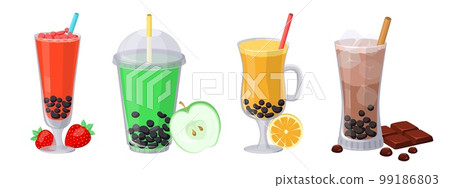 Yummy Bubble tea drink vector isolated set 99186803