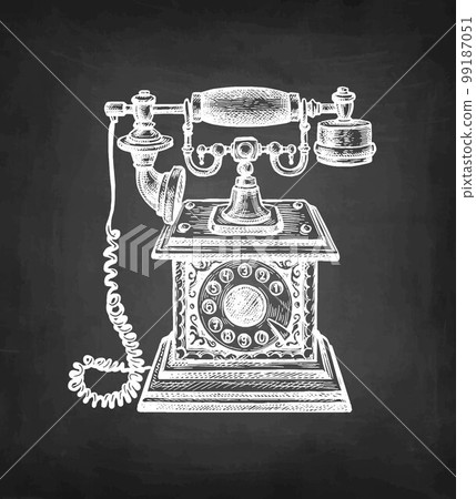Vintage phone chalk sketch.-插圖素材 [99187051] - PIXTA圖庫