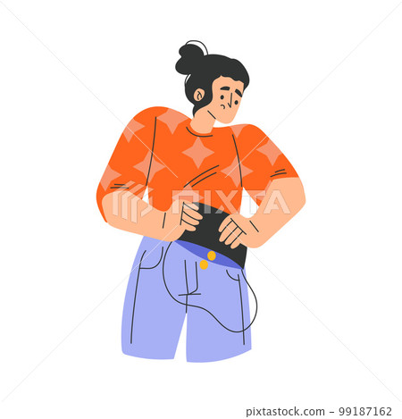 Poor Woman Character with Empty Wallet Having No Money Vector Illustration Poor Woman Character with Empty Wallet Having No Money Vector Illustration 99187162