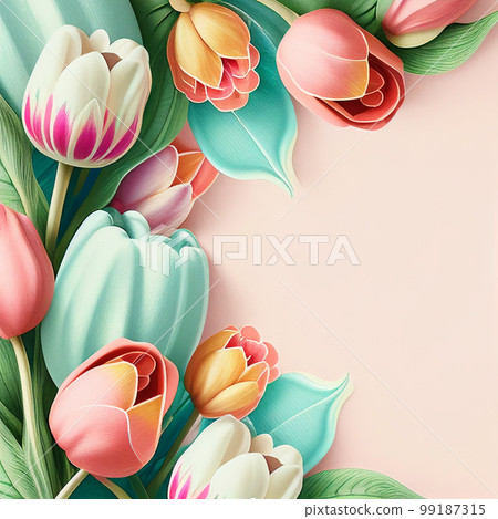 candy pastel tulips background, AI generated 99187315