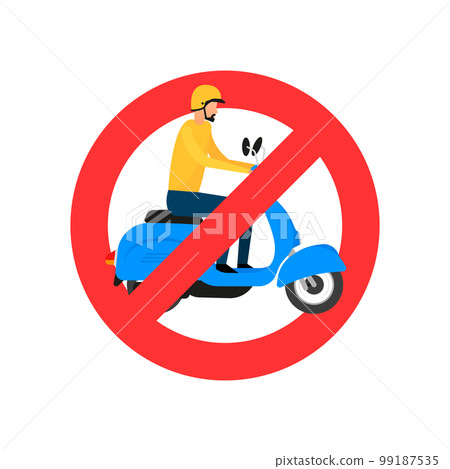 No scooter or motorbike sign. Red crossed circle icon. No scooter or motorbike sign. Red crossed circle icon. 99187535