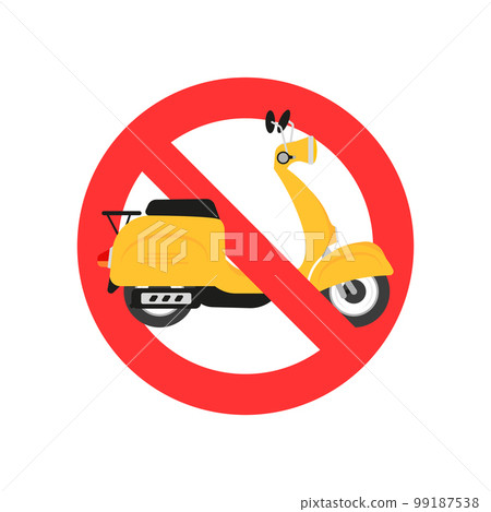 No scooter or motorbike sign. Red crossed circle icon. 99187538