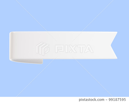 White ribbon banner 3d render illustration - simple text tag or label for sale and promotion message. 99187595