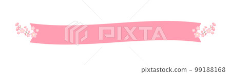 Pink ribbon-shaped banner decorated with cherry blossoms-background material for spring/celebration image-wide Pink ribbon-shaped banner decorated with cherry blossoms-background material for spring/celebration image-wide 99188168