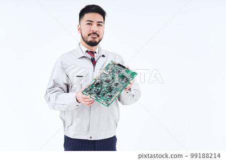 A man in work clothes with a base A man in work clothes with a base 99188214