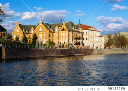 View to Odra River and Tumski Island. Old Town of Wroclaw in Spring 2022 99188269