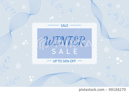 Poster winter sale, template with branches and snowflakes 99188270