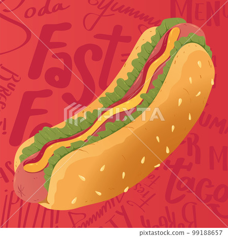 Isolated colored hot dog fast food Vector 99188657