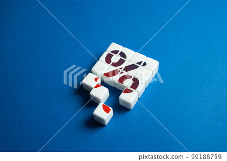 Loan refinancing and pay off debts. Legal bankruptcy process. Economic crisis. Fall of income. Debt restructuring. Discounts and sale. Falling apart percentage. Promotions and price cuts. Cheap loans. 99188759