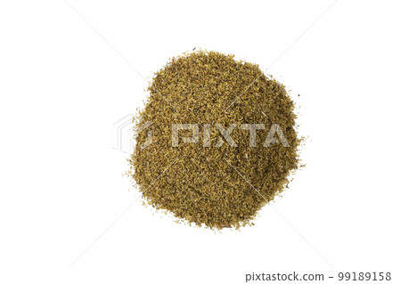 dried common chamomile flowers in latin - Matricaria chamomilla heap isolated on white background. Medicinal herb. dried common chamomile flowers in latin - Matricaria chamomilla heap isolated on white background. Medicinal herb. 99189158